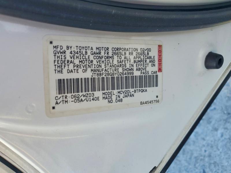 Aukcja sprzedaży 2000 Lexus Es, vin: JT8BF28G8Y0264999, numer aukcji: 53982366