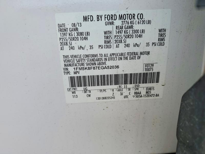 Aukcja sprzedaży 2014 Ford Explorer, vin: 1FM5K8F87EGA52036, numer aukcji: 54531196