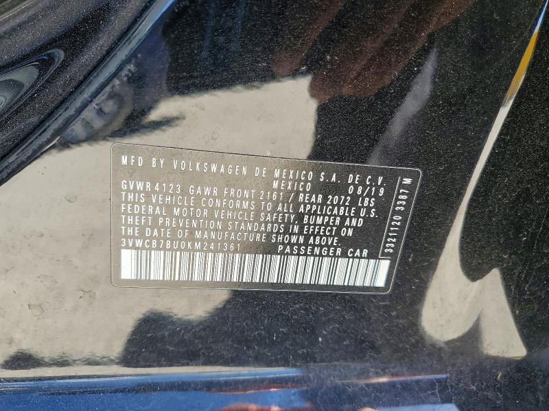 53792386 :رقم المزاد ، 3VWCB7BU0KM241361 vin ، 2019 Volkswagen Jetta مزاد بيع