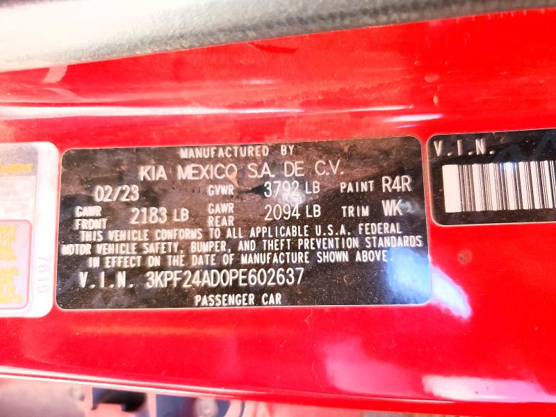 2023 Kia Forte მანქანა იყიდება აუქციონზე, vin: 3KPF24AD0PE602637, აუქციონის ნომერი: 54091186