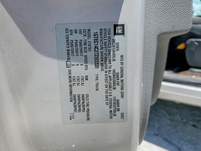 53525836 :رقم المزاد ، 1GTEC14C27Z553326 vin ، 2007 Gmc New Sierra مزاد بيع