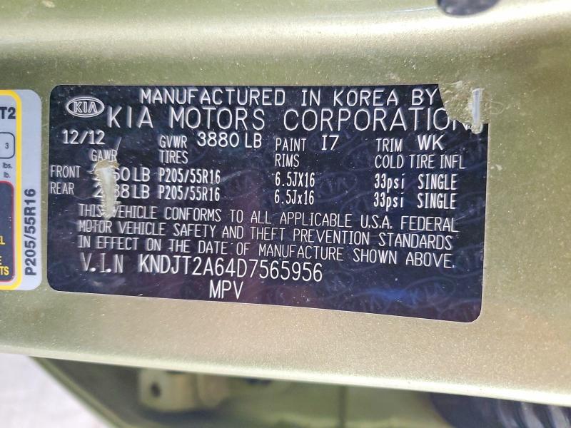 Продажа на аукционе авто 2013 Kia Soul, vin: KNDJT2A64D7565956, номер лота: 54791226