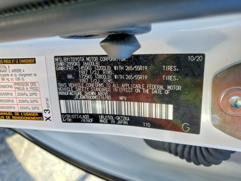 Auction sale of the 2021 Lexus Gx, vin: JTJGM7BXXM5276780, lot number: 53577706