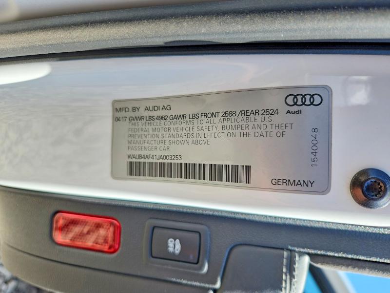 Продажа на аукционе авто 2018 Audi S4, vin: WAUB4AF41JA003253, номер лота: 53816106