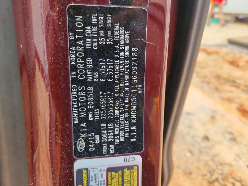 Aukcja sprzedaży 2016 Kia Sedona, vin: KNDMB5C11G6092188, numer aukcji: 54353776