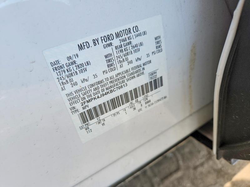 Продажа на аукционе авто 2019 Ford Edge, vin: 2FMPK4J94KBC70813, номер лота: 53821146