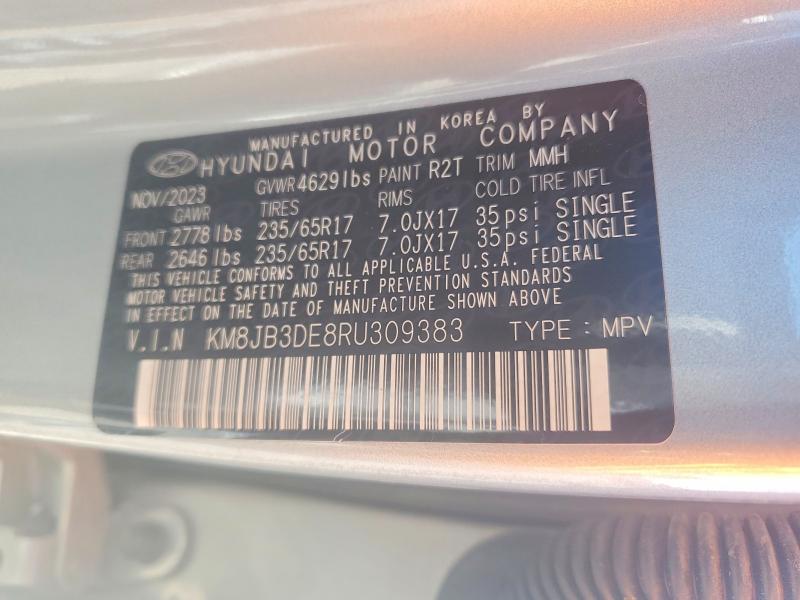 Продажа на аукционе авто 2024 Hyundai Tucson, vin: KM8JB3DE8RU309383, номер лота: 52697656