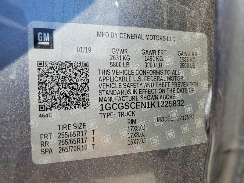 Продажа на аукционе авто 2019 Chevrolet Colorado, vin: 1GCGSCEN1K1225832, номер лота: 54180116