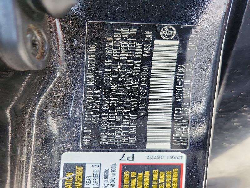 54116886 :رقم المزاد ، 4T1BF1FKXFU498050 vin ، 2015 Toyota Camry مزاد بيع