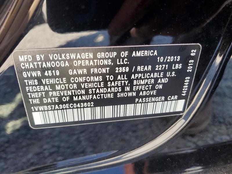 Aukcja sprzedaży 2014 Volkswagen Passat, vin: 1VWBS7A30EC043602, numer aukcji: 54326596