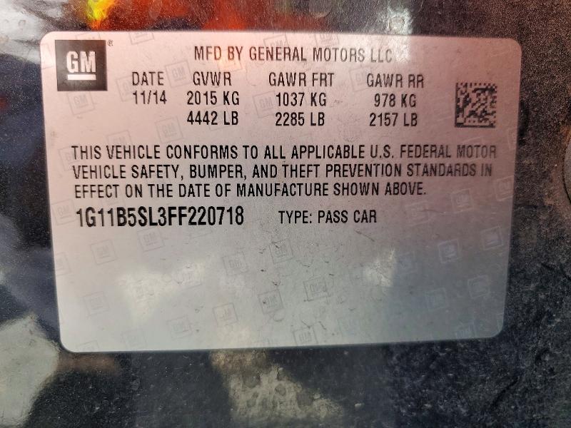 53947026 :رقم المزاد ، 1G11B5SL3FF220718 vin ، 2015 Chevrolet Malibu مزاد بيع