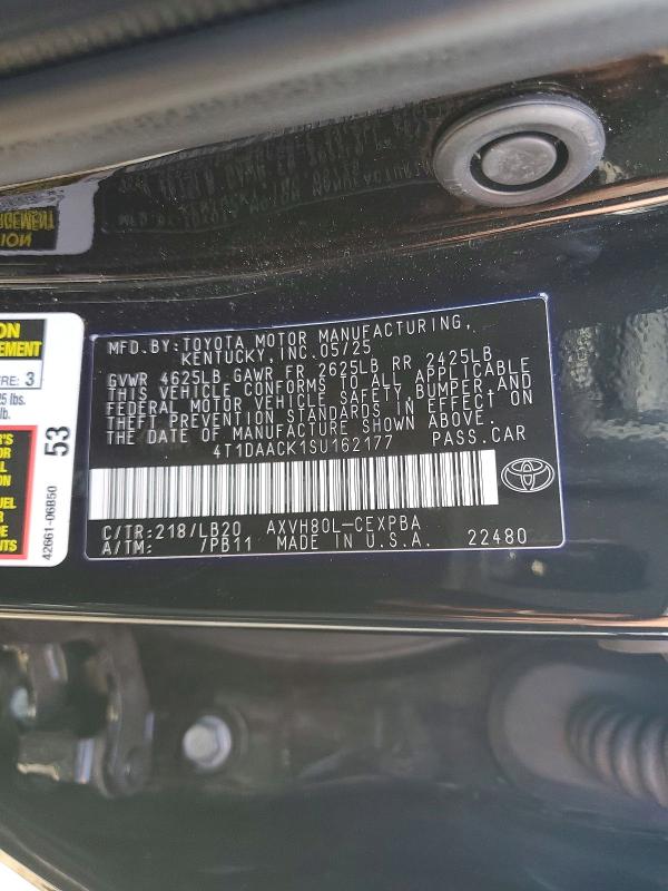 Продаж на аукціоні авто 2025 Toyota Camry, vin: 4T1DAACK1SU162177, номер лоту: 53702776