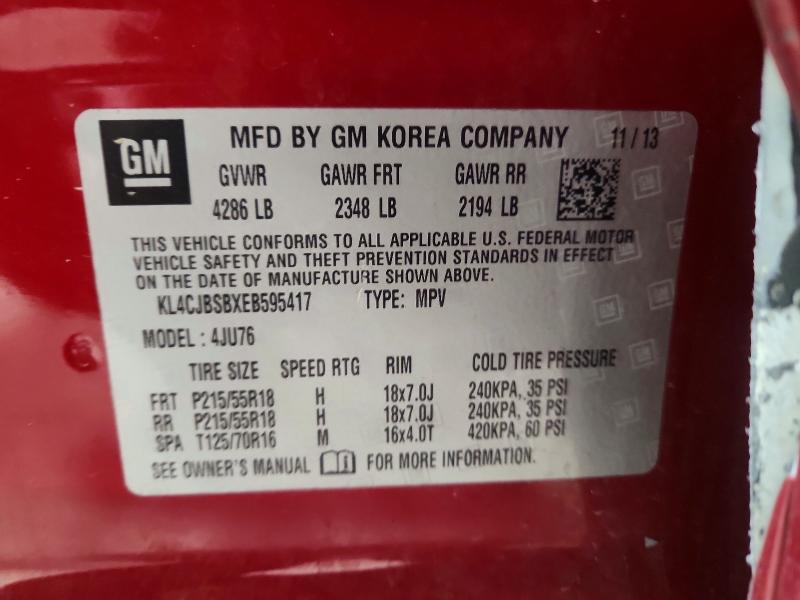 54299896 :رقم المزاد ، KL4CJBSBXEB595417 vin ، 2014 Buick Encore مزاد بيع