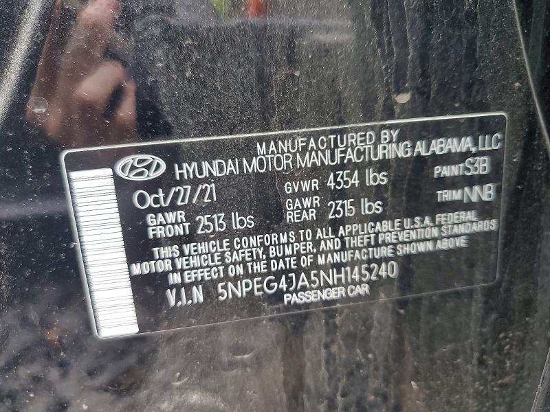 53786366 :رقم المزاد ، 5NPEG4JA5NH145240 vin ، 2022 Hyundai Sonata مزاد بيع