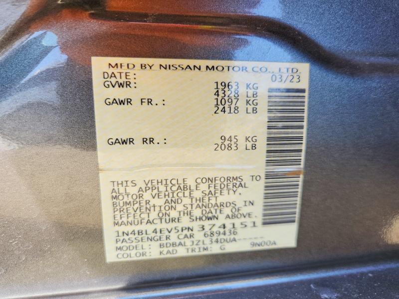 Aukcja sprzedaży 2023 Nissan Altima, vin: 1N4BL4EV5PN374151, numer aukcji: 53056896