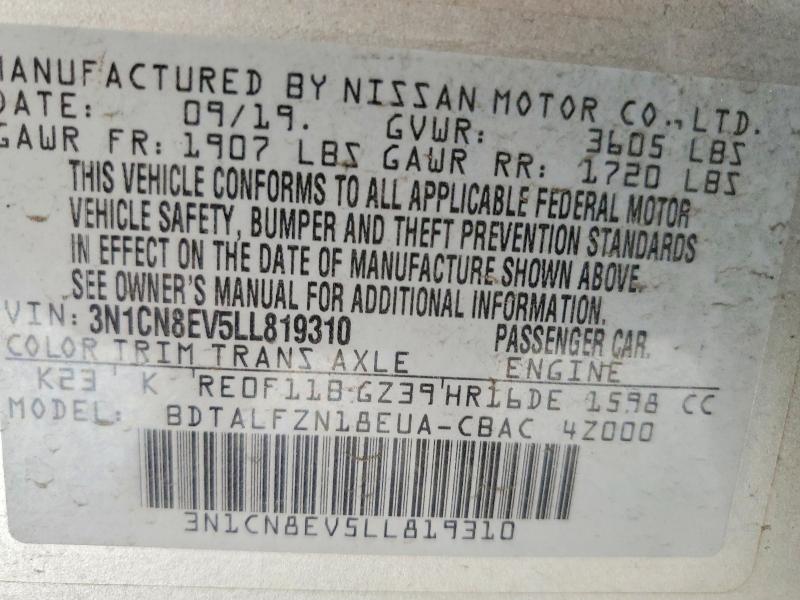 Auction sale of the 2020 Nissan Versa, vin: 3N1CN8EV5LL819310, lot number: 55341976