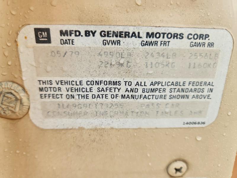 1979 Chevrolet Impala მანქანა იყიდება აუქციონზე, vin: 1L69G9C173255, აუქციონის ნომერი: 52237076