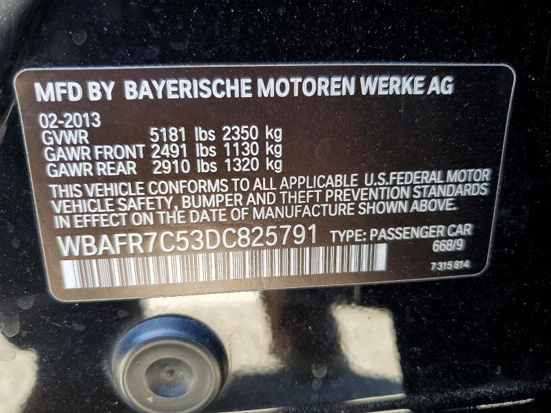 Продажа на аукционе авто 2013 Bmw 535, vin: WBAFR7C53DC825791, номер лота: 54141416