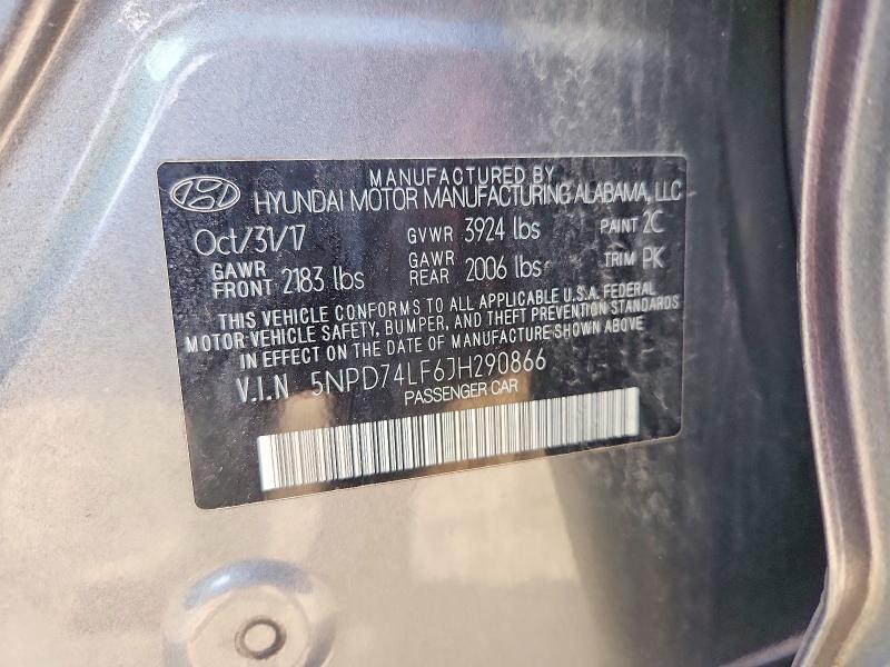 Aukcja sprzedaży 2018 Hyundai Elantra, vin: 5NPD74LF6JH290866, numer aukcji: 52520546