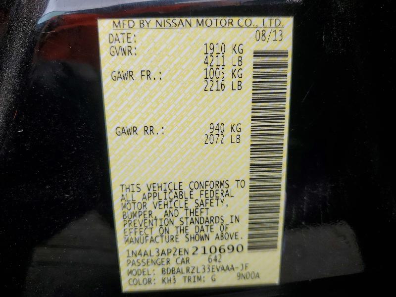 Продаж на аукціоні авто 2014 Nissan Altima, vin: 1N4AL3AP2EN210690, номер лоту: 54691156