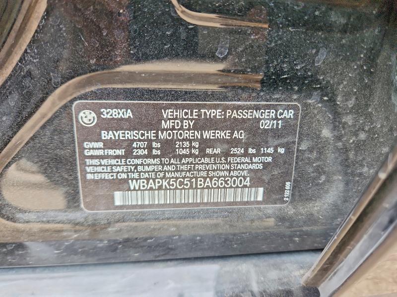 Aukcja sprzedaży 2011 Bmw 328, vin: WBAPK5C51BA663004, numer aukcji: 54708606