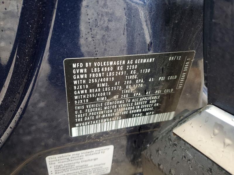 Продажа на аукционе авто 2013 Volkswagen Tiguan, vin: WVGBV7AX2DW541192, номер лота: 54502176