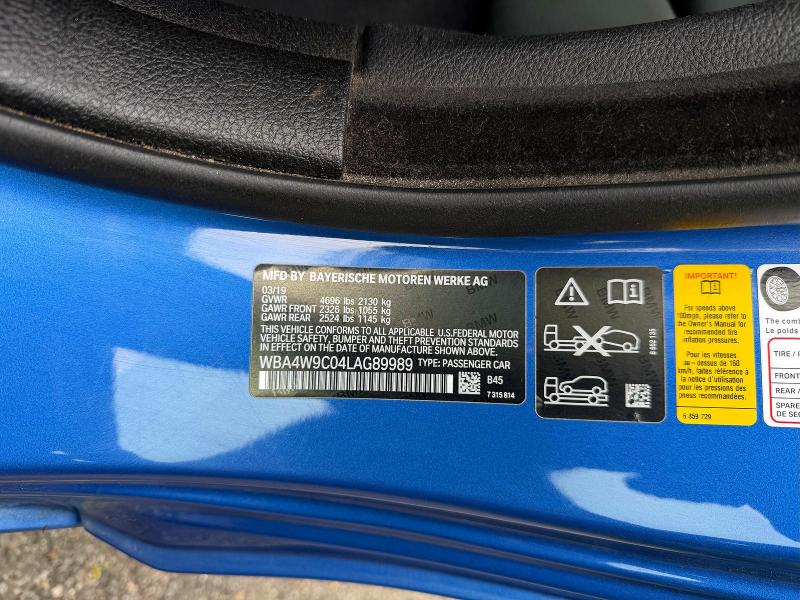 2020 Bmw 440xi მანქანა იყიდება აუქციონზე, vin: WBA4W9C04LAG89989, აუქციონის ნომერი: 55097686