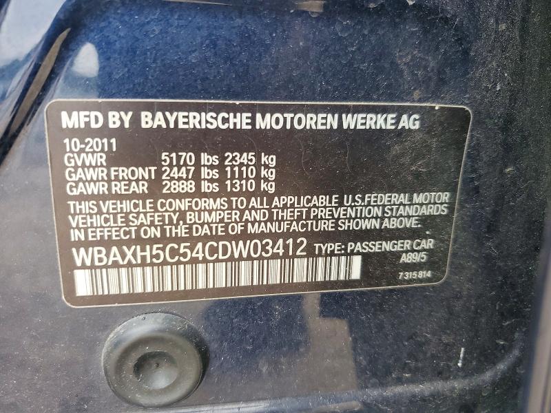 Продажа на аукционе авто 2012 Bmw 528, vin: WBAXH5C54CDW03412, номер лота: 51964406