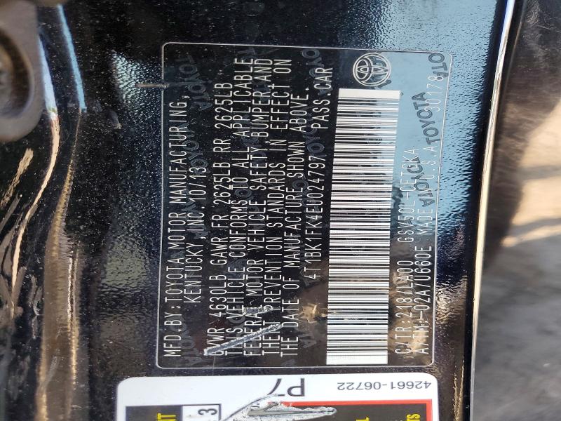 2014 Toyota Camry მანქანა იყიდება აუქციონზე, vin: 4T1BK1FK4EU024797, აუქციონის ნომერი: 53979096