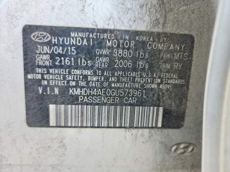 Продажа на аукционе авто 2016 Hyundai Elantra, vin: KMHDH4AE0GU573961, номер лота: 55517416