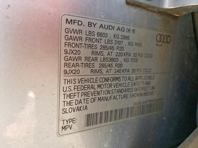 Aukcja sprzedaży 2017 Audi Q7, vin: WA1LAAF70HD020851, numer aukcji: 55118076