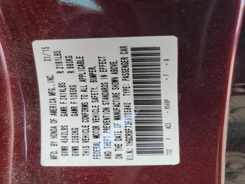 55599396 :رقم المزاد ، 1HGCR6F73FA005840 vin ، 2015 Honda Accord مزاد بيع