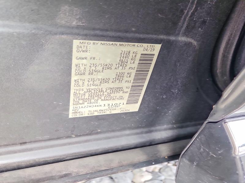 Aukcja sprzedaży 2019 Nissan Murano, vin: 5N1AZ2MJ4KN131071, numer aukcji: 53628726