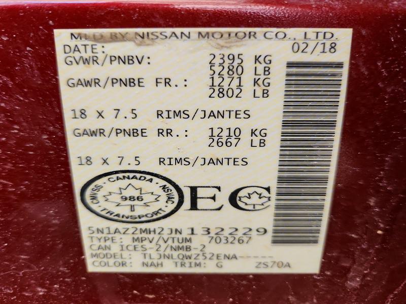 Продаж на аукціоні авто 2018 Nissan Murano, vin: 5N1AZ2MH2JN132229, номер лоту: 51811426