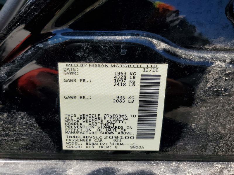 Aukcja sprzedaży 2020 Nissan Altima, vin: 1N4BL4BV5LC209100, numer aukcji: 55152646