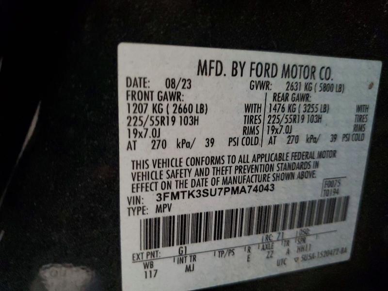 2023 Ford Mustang Mach-e მანქანა იყიდება აუქციონზე, vin: 3FMTK3SU7PMA74043, აუქციონის ნომერი: 55163186