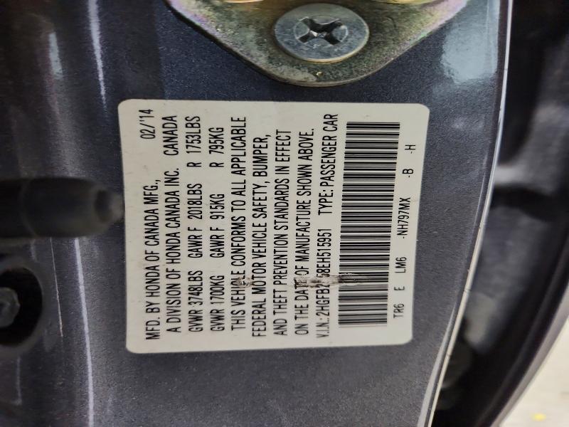Aukcja sprzedaży 2014 Honda Civic, vin: 2HGFB2F58EH515951, numer aukcji: 52890576