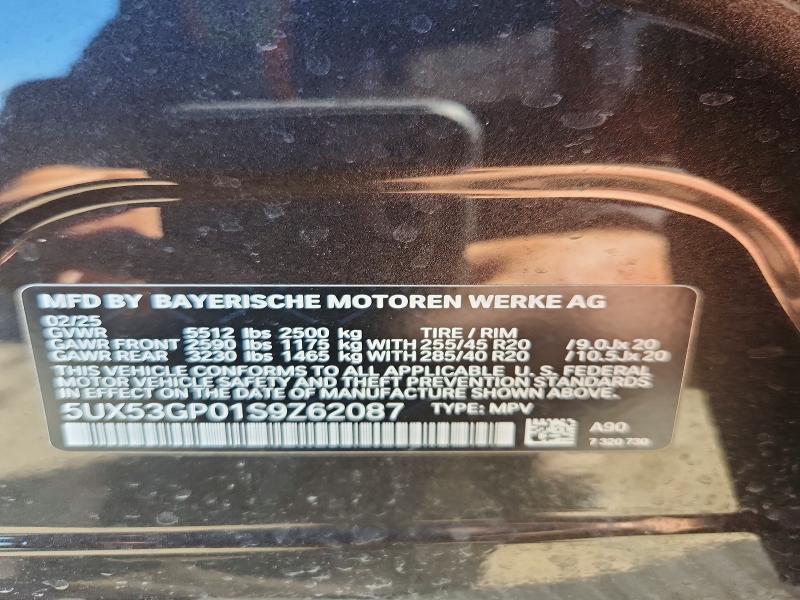 2025 Bmw X3 მანქანა იყიდება აუქციონზე, vin: 5UX53GP01S9Z62087, აუქციონის ნომერი: 51832756