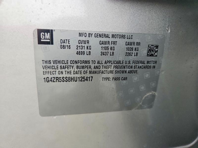 55496726 :رقم المزاد ، 1G4ZR5SS8HU125417 vin ، 2017 Buick Lacrosse مزاد بيع
