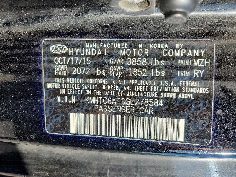 Продаж на аукціоні авто 2016 Hyundai Veloster, vin: KMHTC6AE3GU278584, номер лоту: 52011036