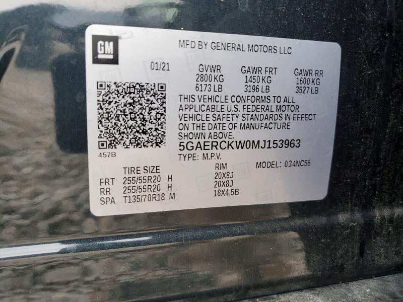 Aukcja sprzedaży 2021 Buick Enclave, vin: 5GAERCKW0MJ153963, numer aukcji: 52615076