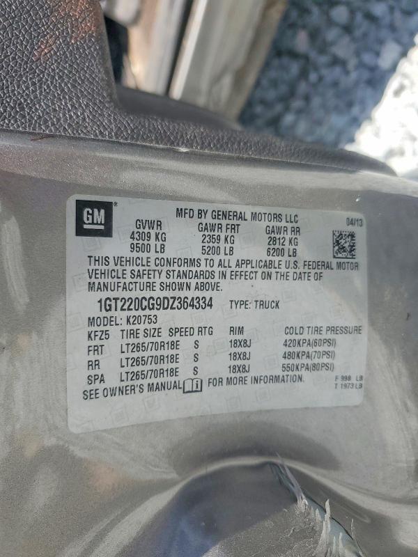 54353486 :رقم المزاد ، 1GT220CG9DZ364334 vin ، 2013 Gmc Sierra مزاد بيع