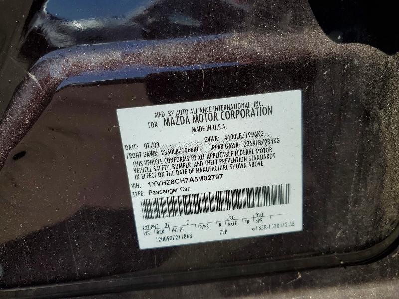 Продаж на аукціоні авто 2010 Mazda 6, vin: 1YVHZ8CH7A5M02797, номер лоту: 52604486