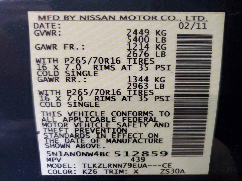 Продаж на аукціоні авто 2011 Nissan Xterra, vin: 5N1AN0NW4BC512859, номер лоту: 53721886