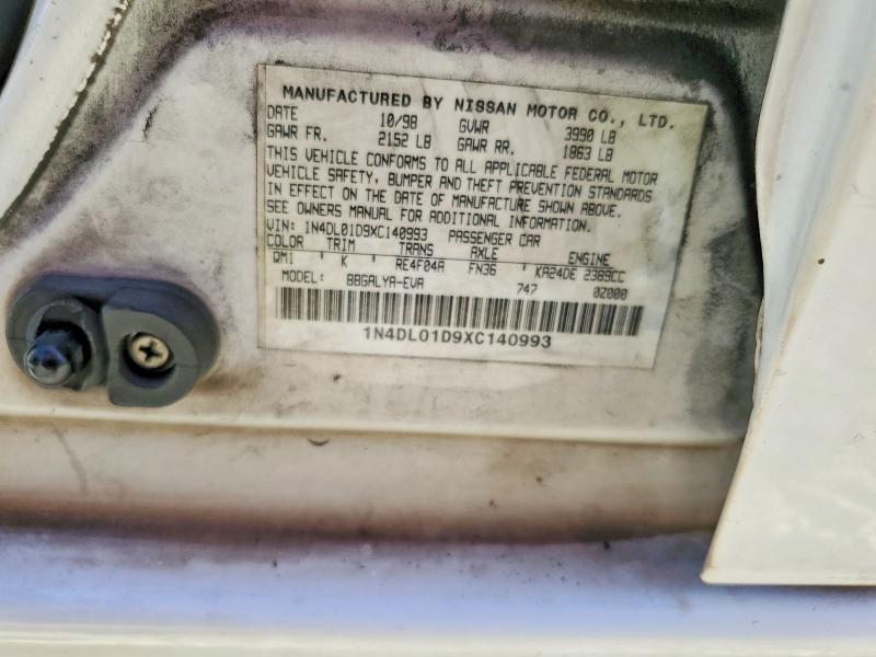 54857996 :رقم المزاد ، 1N4DL01D9XC140993 vin ، 1999 Nissan Altima مزاد بيع