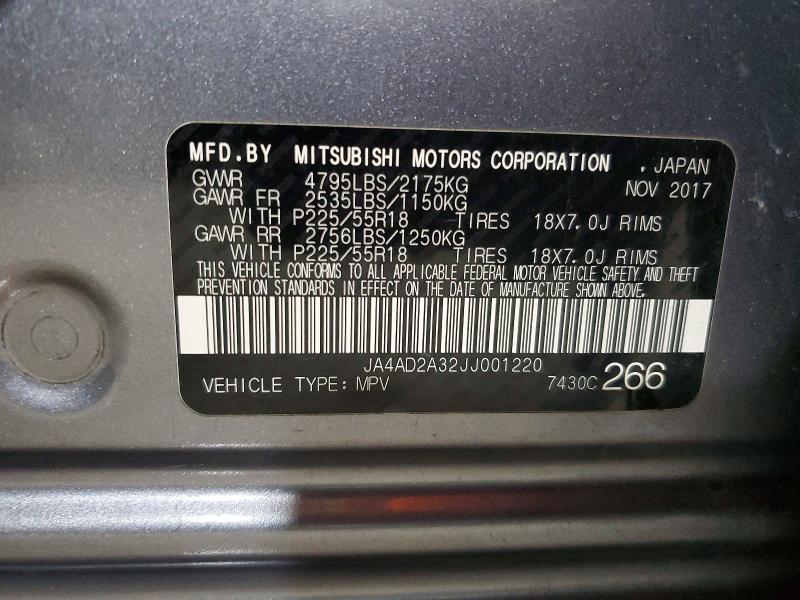 Aukcja sprzedaży 2018 Mitsubishi Outlander, vin: JA4AD2A32JJ001220, numer aukcji: 53216036