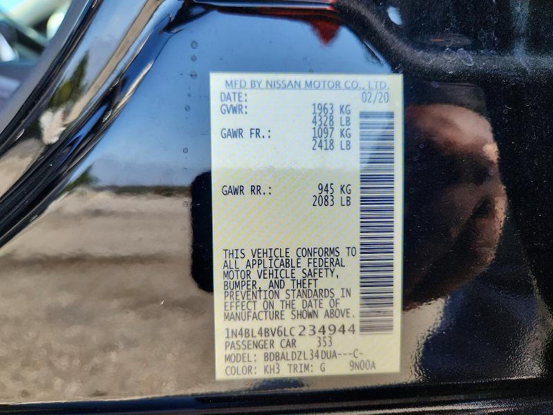 54728156 :رقم المزاد ، 1N4BL4BV6LC234944 vin ، 2020 Nissan Altima مزاد بيع