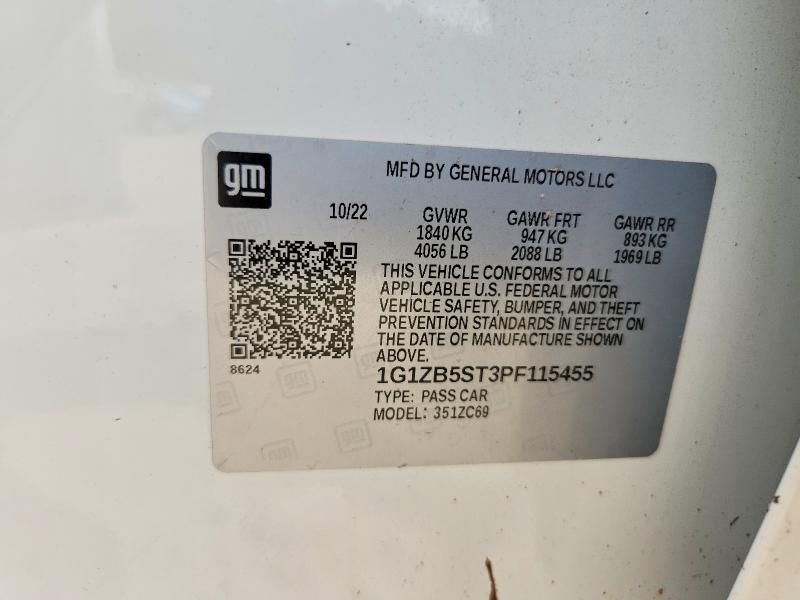Продаж на аукціоні авто 2023 Chevrolet Malibu, vin: 1G1ZB5ST3PF115455, номер лоту: 54815236