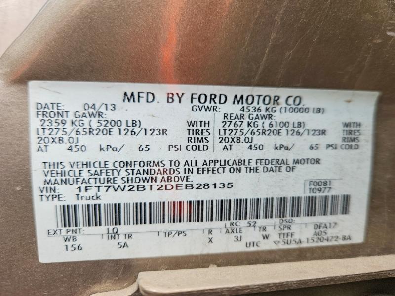 Продажа на аукционе авто 2013 Ford F250, vin: 1FT7W2BT2DEB28135, номер лота: 52999766