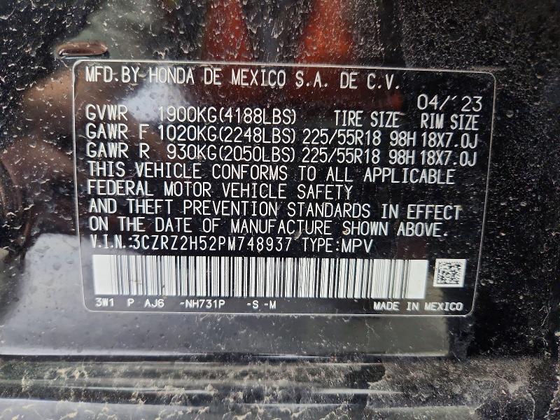 Aukcja sprzedaży 2023 Honda Hr-v, vin: 3CZRZ2H52PM748937, numer aukcji: 47597456